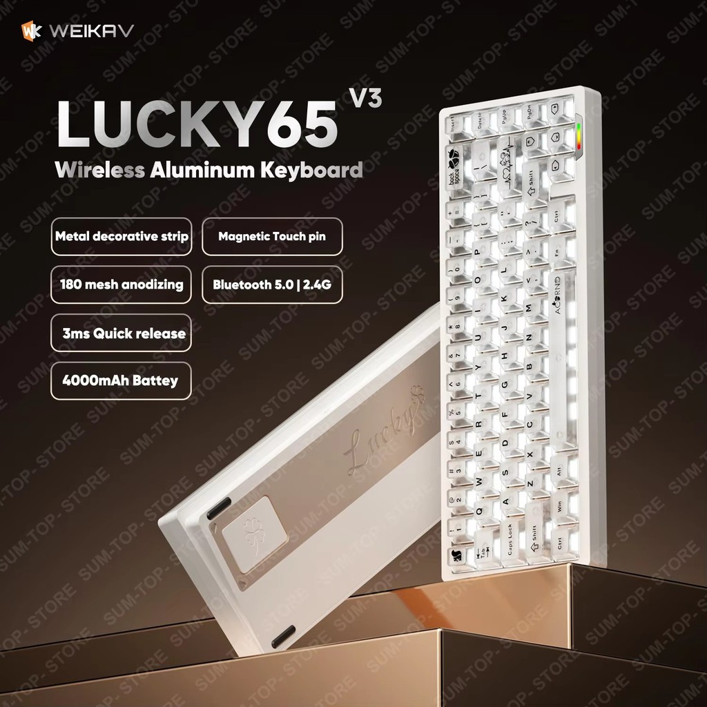 Lucky65 V3 Lucky65 V2 NUT65 Sugar65 Weikav Mechanical Keyboard Aluminum 3-Mode Rgb Hot Swappable Cus