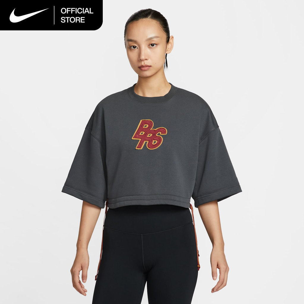Nike Women's Sportswear Phoenix Fleece Short-Sleeve Cropped French Terry Top - Anthracite [IM7214-06