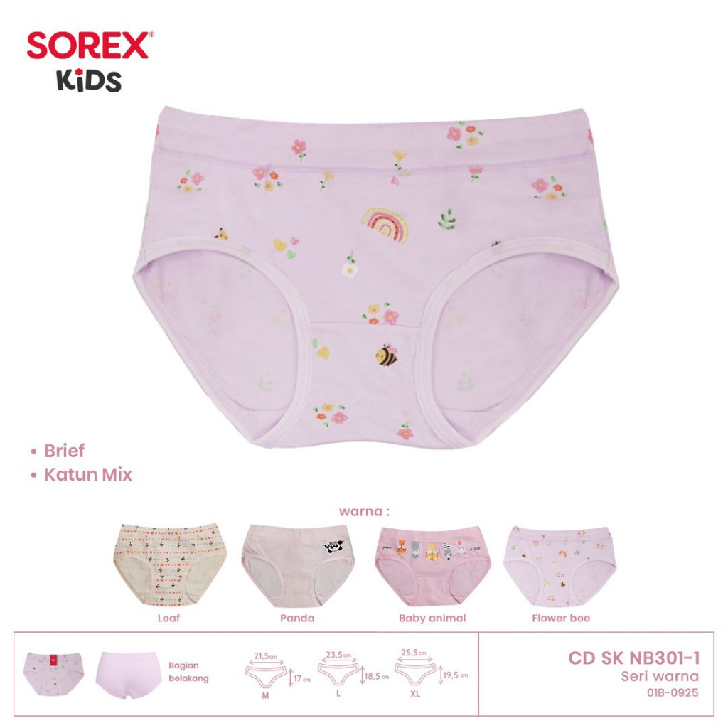 GROSIR 1 LUSIN Sorex Kids CD Brief Anak Perempuan Katun Mix CD SK NB301-1