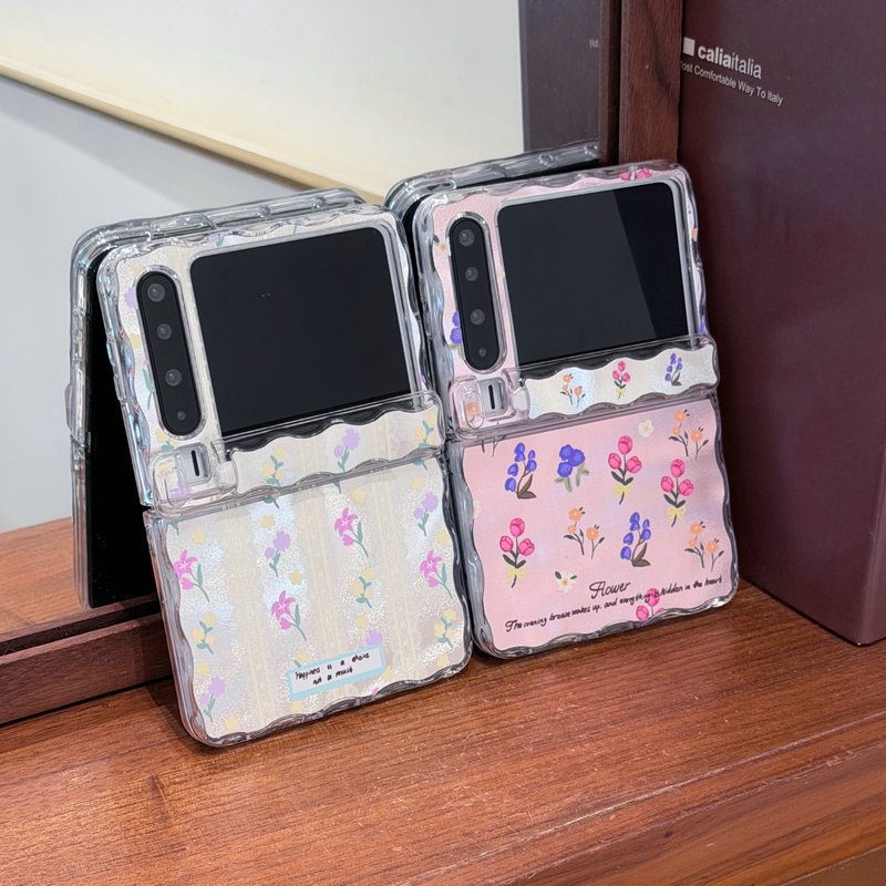 Casing ponsel lipat untuk Huawei Pura X Wave, motif renda bunga kecil mengalir, gelang, casing ponse