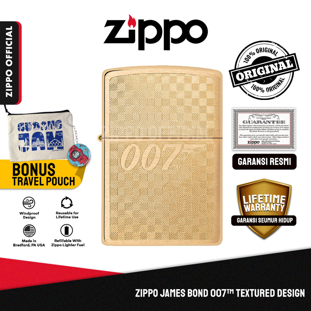 Zippo James Bond 007™ Textured Design 46298 | Garansi Lifetime | Original USA