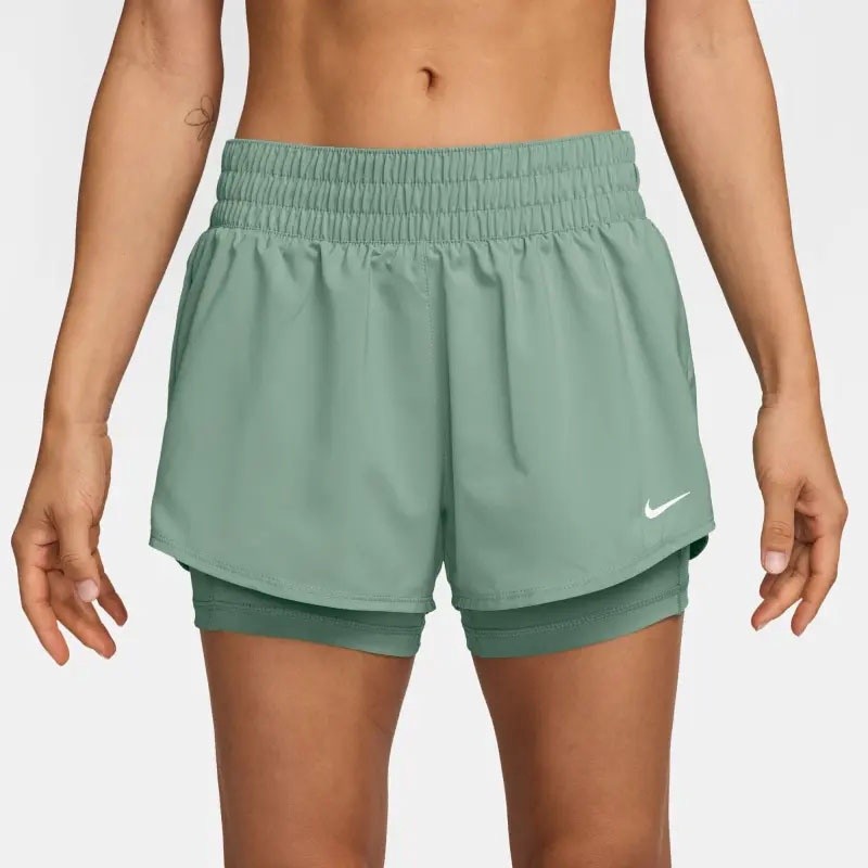 Celana Lari Wanita Nike Wmns Dri-Fit One Mid-Rise 3In 2-In-1 Shorts Steam White Original Dx6013-007