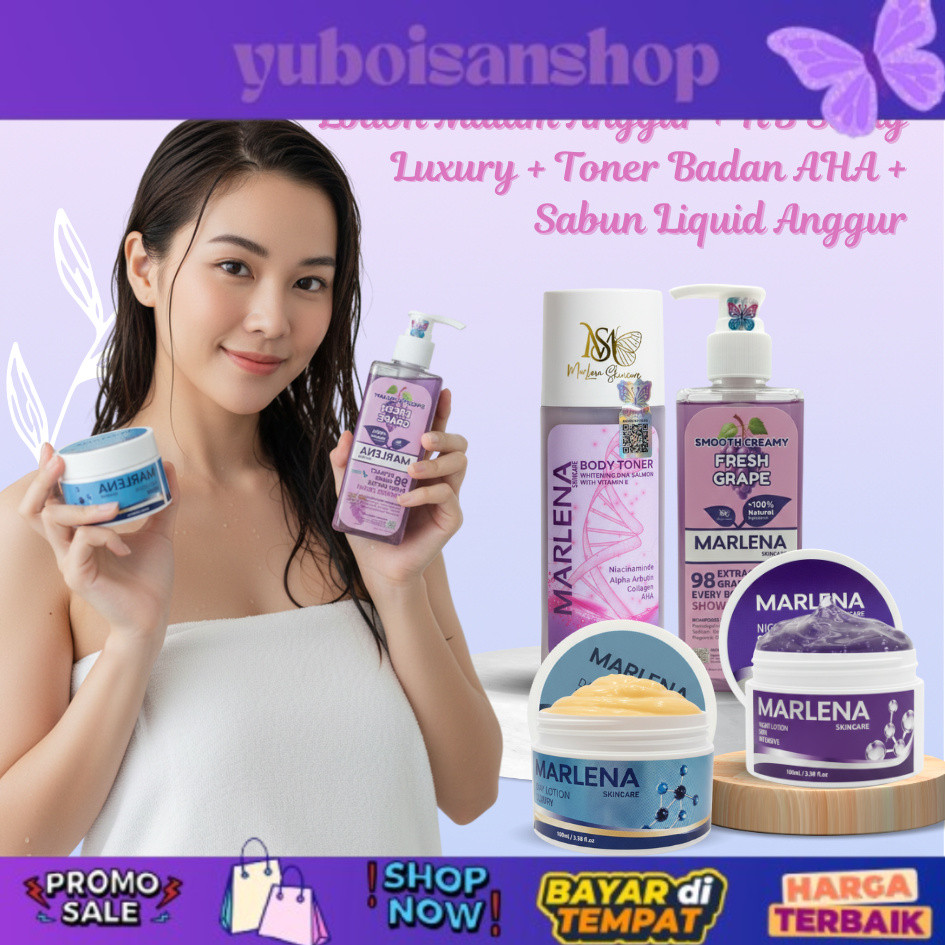 NEW PRODUK Marlena Skincare  [BUNDLING SPECIAL] BODYCARE  BPOM 4pcs Lotion dosis anggur janda +++ ma
