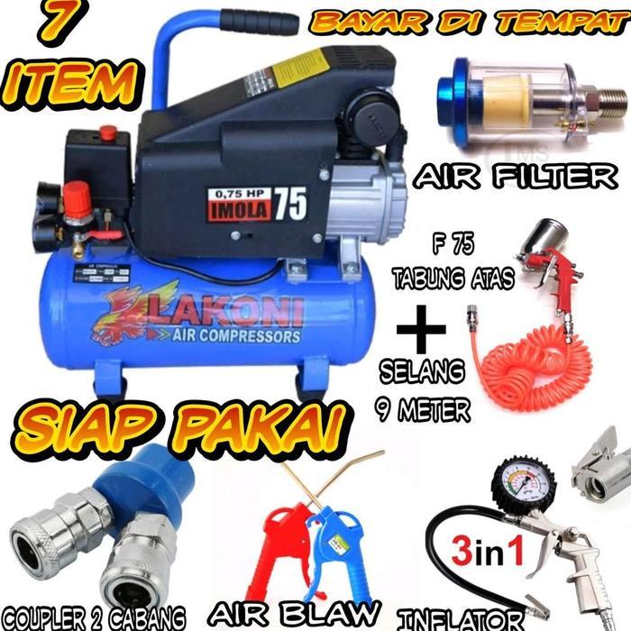 PAKET (5 ITEM) KOMPRESOR IMOLA Mesin Kompresor Listrik Oilless Silent - 7 ITEM