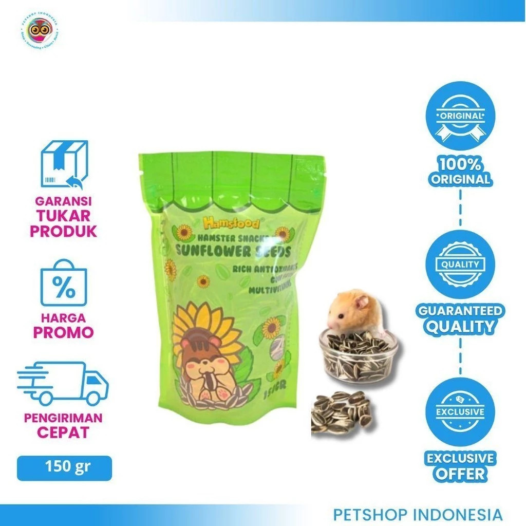 Hamsfood Sunflower 150Gr - Pakan Biji Bunga Matahari Hamster