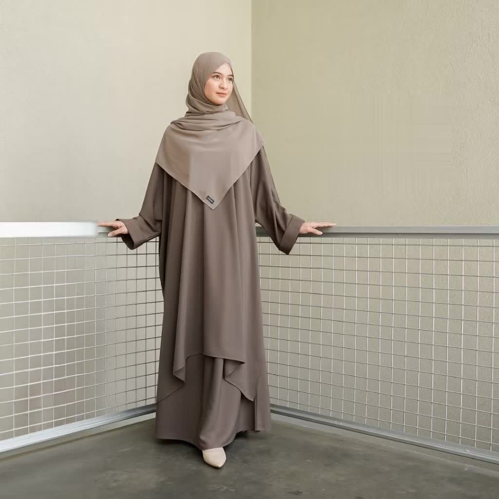Gamis Wanita Elegan| Sadiyah Dress l One Set Tunic Oversize & Skirt Melayu l Abaya l Rok Set
