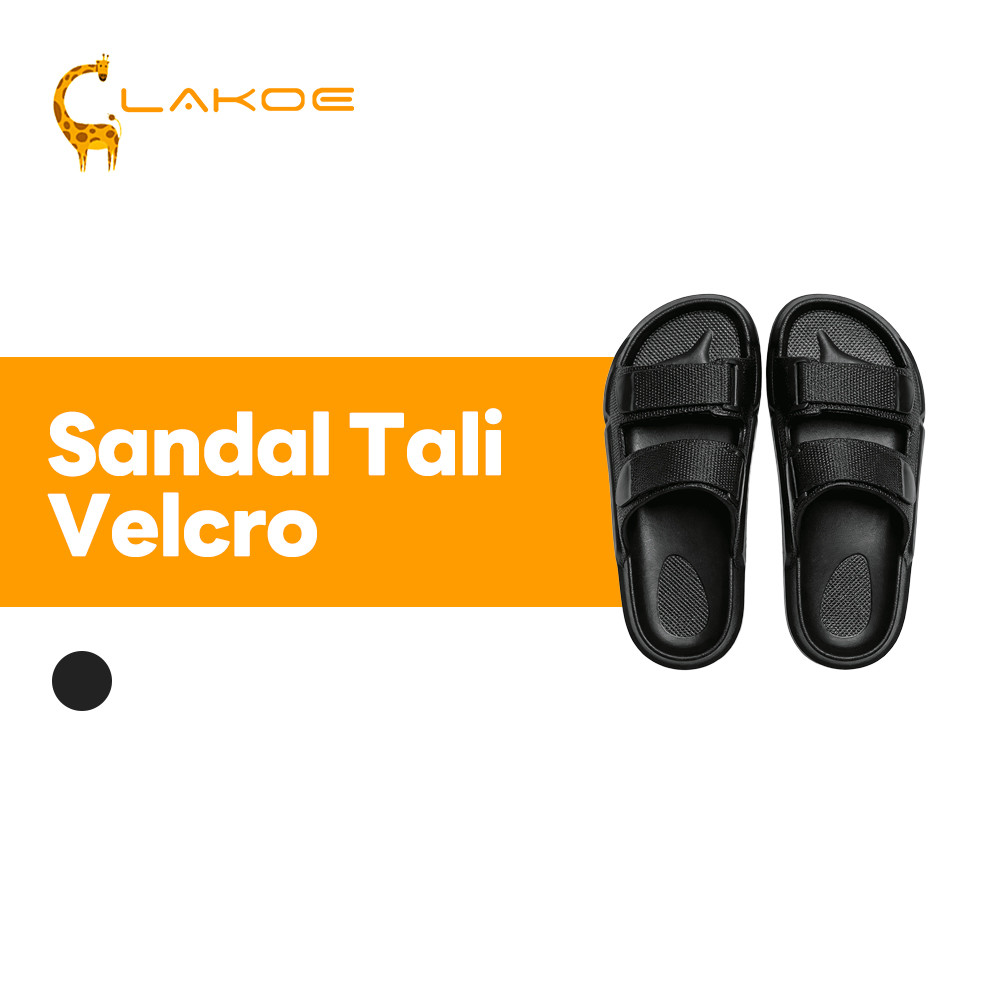 LAKOEOFFICIALMALL Sandal Selop Pria Sandal Cowok Ban dua Sandal Hitam sol anti selip EVA