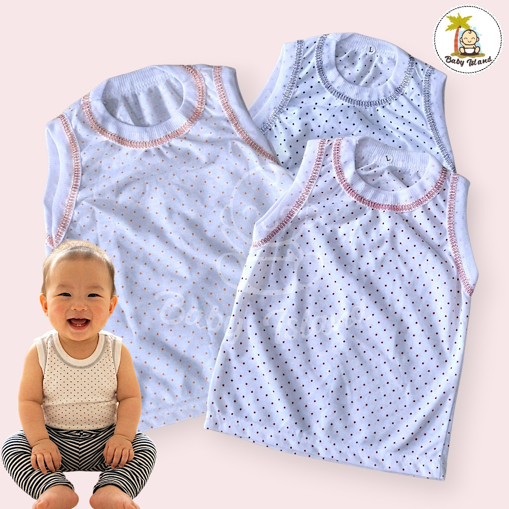 KAOS SINGLET ANAK BAYI MOTIF BINTIK LAKI PEREMPUAN / OBLONG ANAK KAOS DALAM BAJU KUTUNG BAYI BARU LA