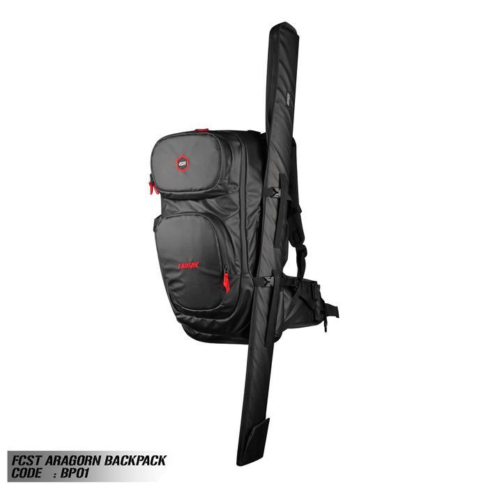 Tas pancing | Firecast backpack rod cover | Aragorn Black Red - BLACK RED