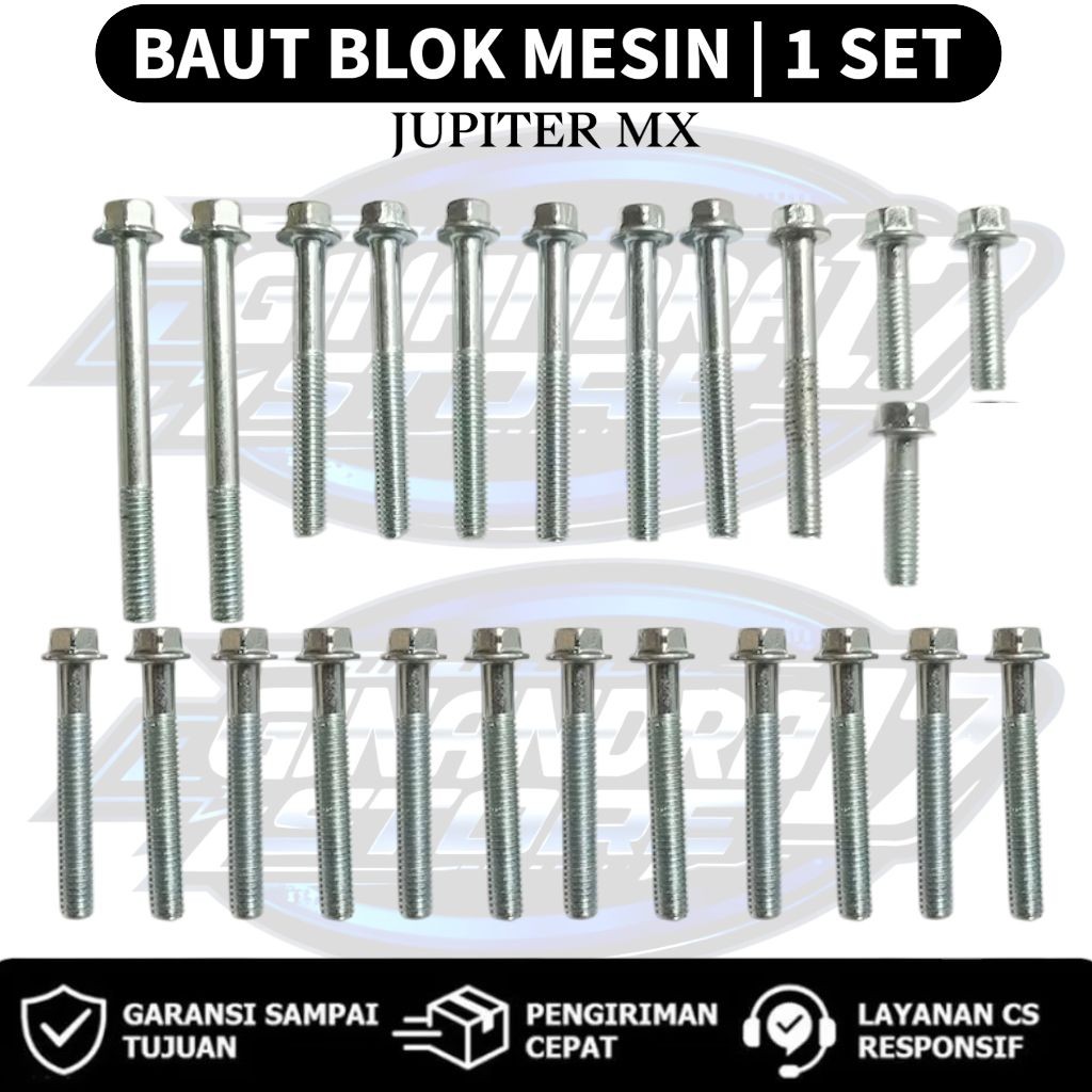 Baut Blok Mesin 1 SET Yamaha Jupiter MX lama / Baut Blok Mesin 1SET Motor Jupiter mx lama