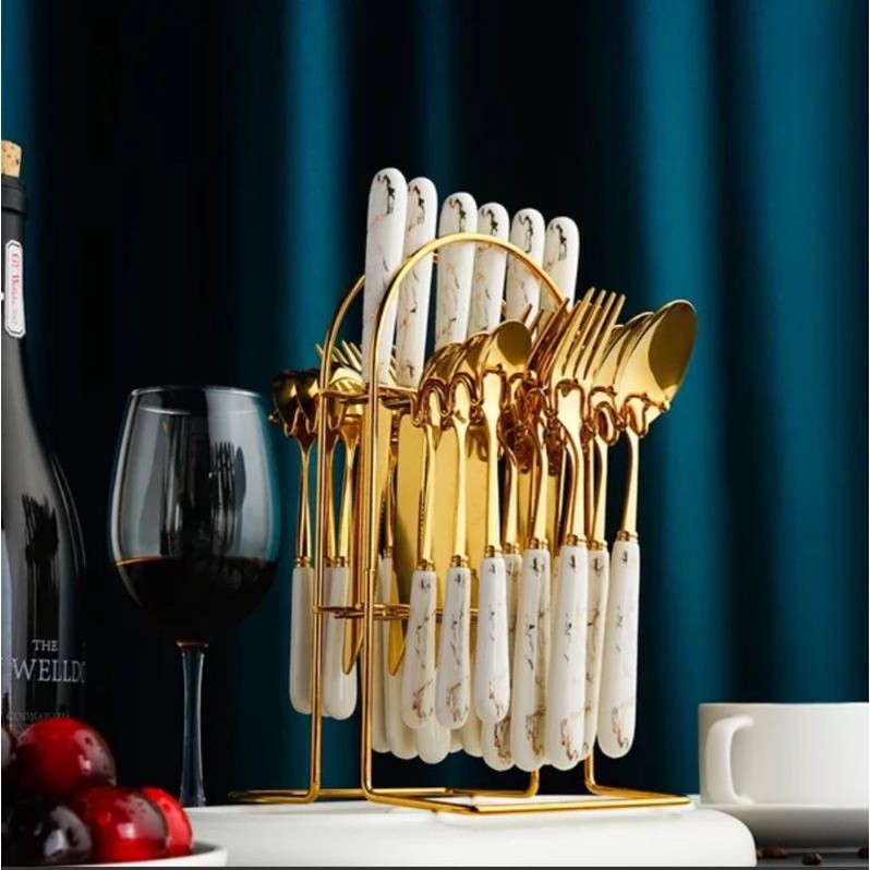 Aveline Sendok Set Sultan / Sendok Gold / Egg Spoon Gold / Stainlees Steel / Sendok Gold Set Mewah