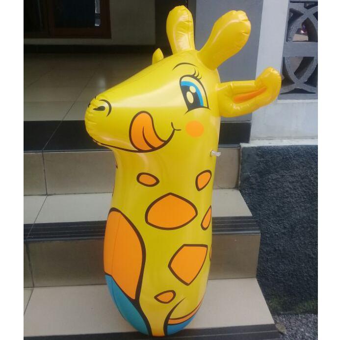 Mainan Anak Balon Boneka Tinju Jerapah 3D Samsak Sansak Bop Bag Boxing