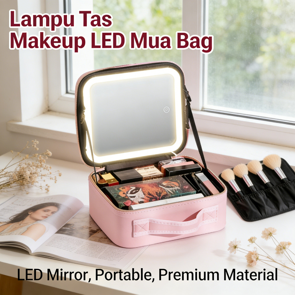 Tas Makeup Lampu / MUA Bag Beauty Case LED / Tas Mirror Full Beauty Case / Case LED Makeupartist Bea