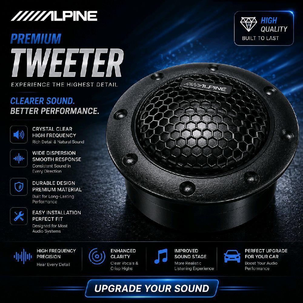 ALPINE Tweeter Mobil Suara Bagus dan Halus dengan Kualitas Suara Terjamin Speaker Tweeter Mobil ALPI