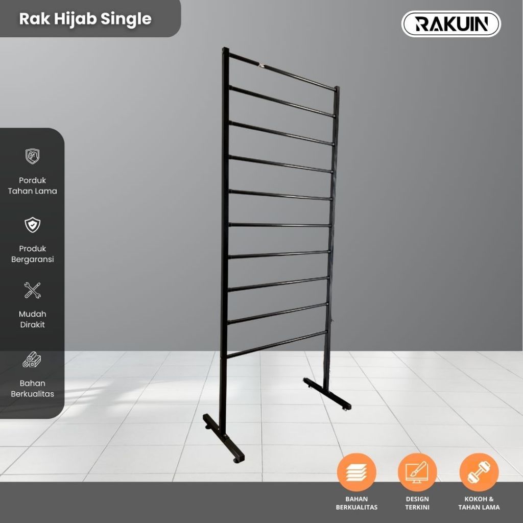 RAK HIJAB SINGLE - RAK HIJAB BESI KOKOH & MINIMALIS / RAK UNTUK KAIN / HIJAB / KERTAS KADO - RAKUIN