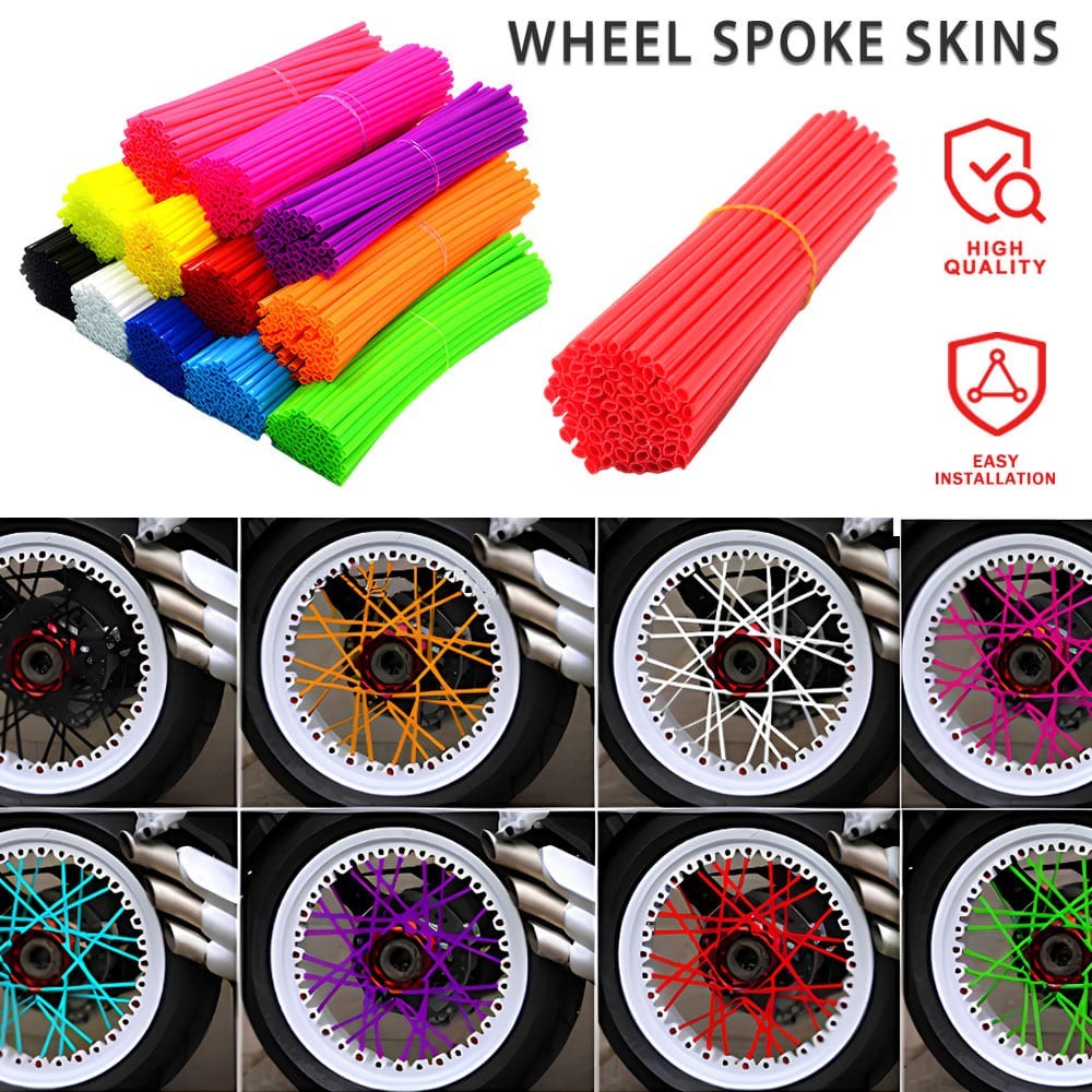 72PCS Motocross Wheel Spoked Protector Rims Skin Trim Covers Pipe For Yamaha YZ125 YZ85 YZ80 YZ450F 