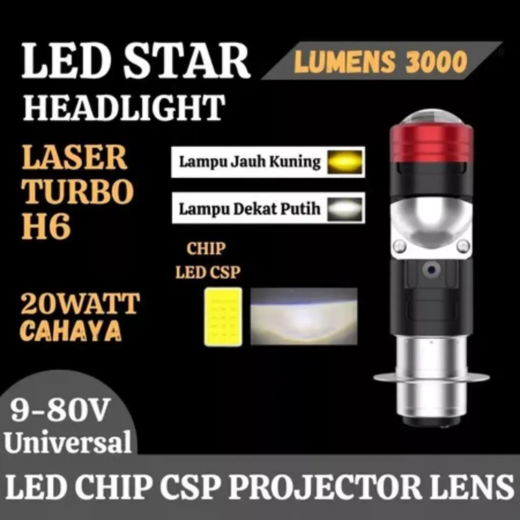 LAMPU H6 LASER PROJECTOR MINI BILED BLUE LENS