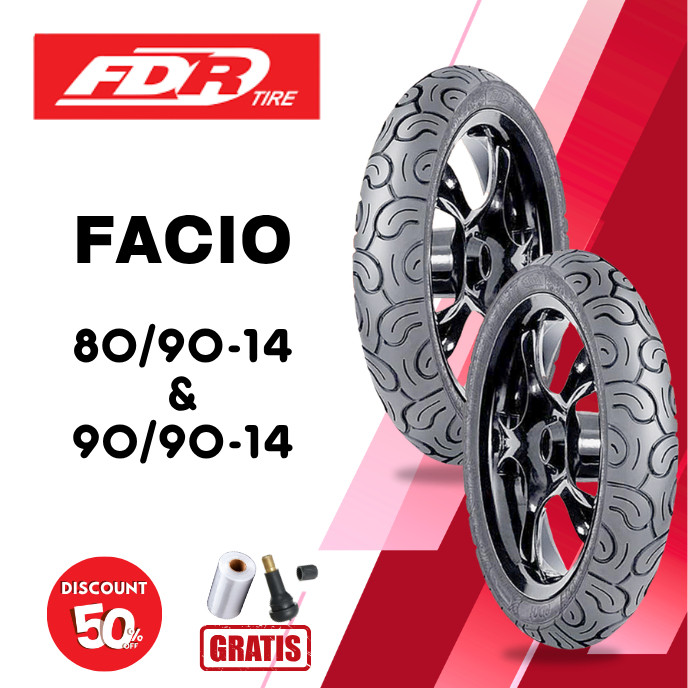 SEPASANG Ban Motor FDR FACIO 80/90 & 90/90 RING 14 Tubeless