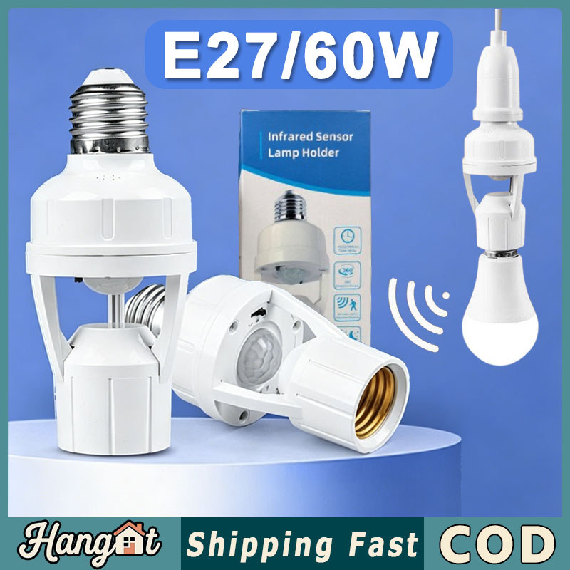 E27 Fitting Lampu Bohlam Sensor Gerak Otomatis Bohlam Sensor 60w Fitting Lampu Bohlam Sensor PIR Adj