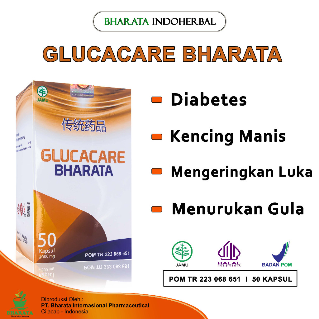 (TERMURAH) Glucacare Bharata Obat Diabetes - Luka Diabetes Kencing Manis Gula Darah Paling Ampuh 100