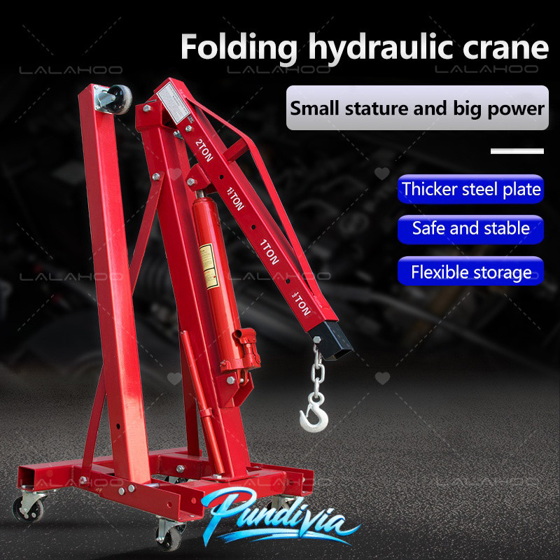PUNDIVIA 2Ton Heavy Duty Hydraulic Engine Crane Hydraulic Fold Shop Crane Truck Jack Engine Crane Fo