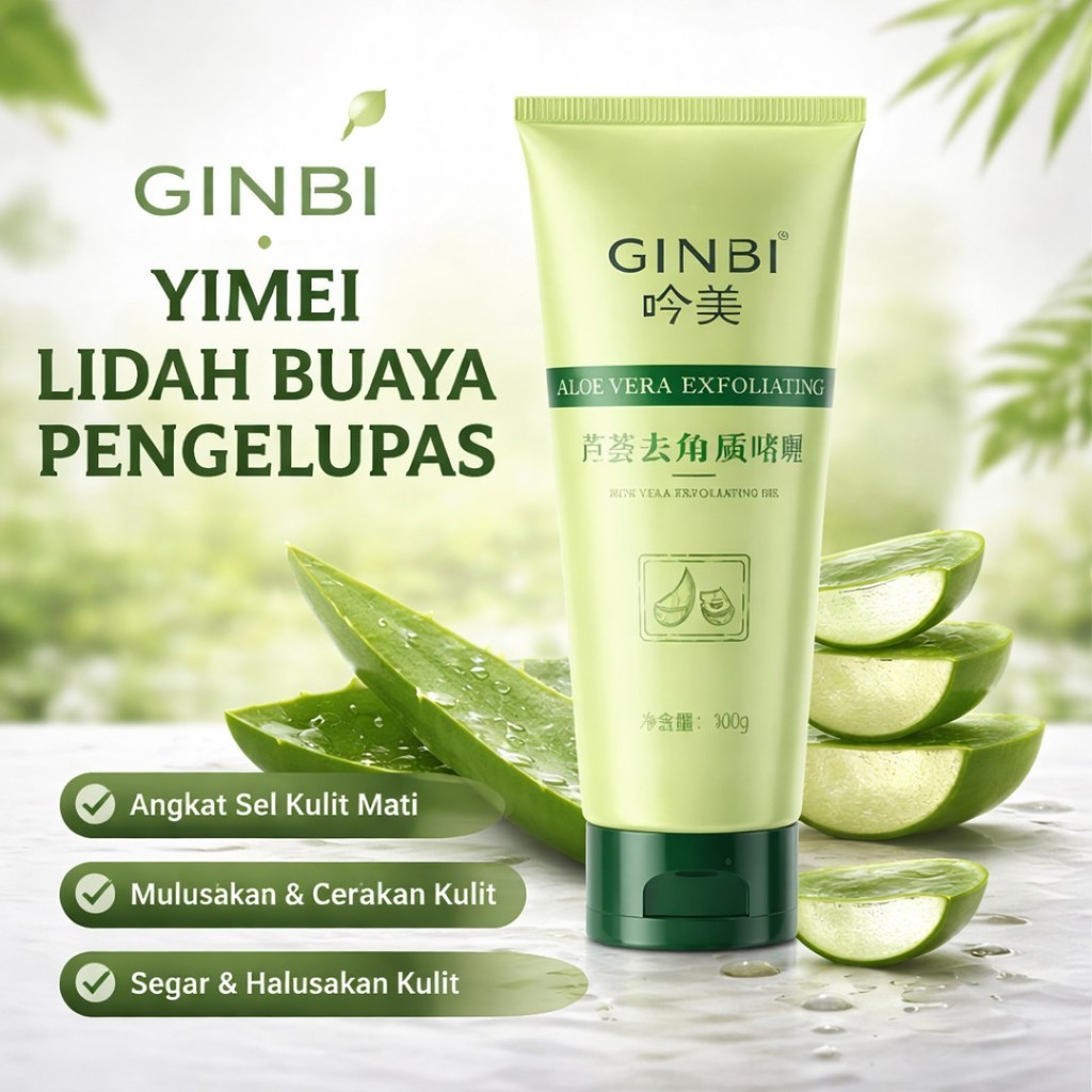 Gel Eksfoliasi Yimei Aloe Vera Exfoliating Gel 100gr - Gel Pengelupas Kulit Wajah dengan Ekstrak Lid