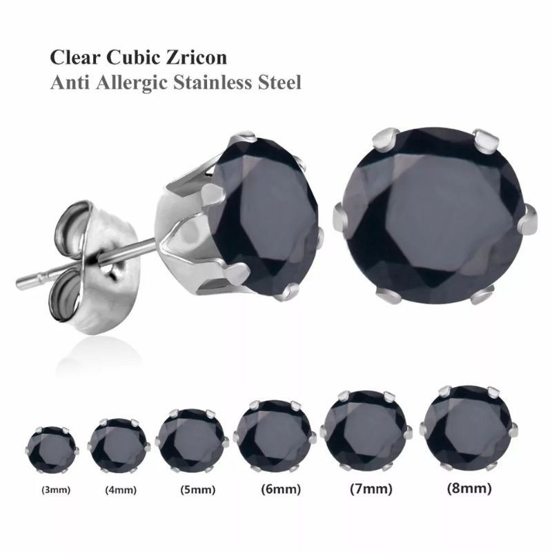 Anting anti gatal Hypoallergenic Earrings Anting Tidak Gatal Anting Titanium Anting Permata Hitam An