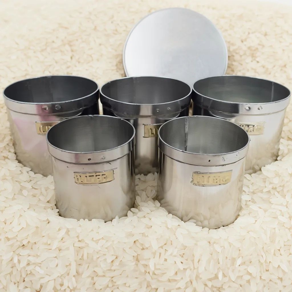 Takaran Beras Stainless 1 Set 1 Liter + 1/2 Liter | Alat Takar Beras