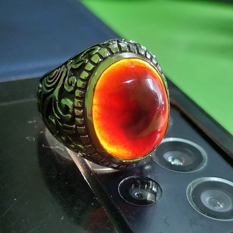 cincin batu akik yaman wulung aceh / yaman api senter merah asli natural elegan angga permata