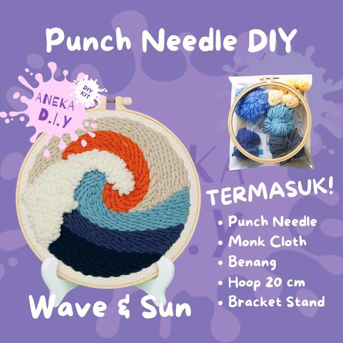 Punch Needle Kit Lengkap DIY Jahit Sulaman Embroidery Kit Package Paket Sulam Kit Menyulam Sulaman D