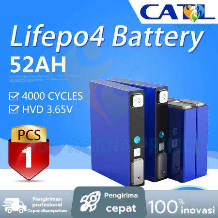 2025 ttery Baterai Lifepo4 12V/24V 52Ah / 24V 50Ah/50Ah include sudah BMS 100A / Non BMS Garansi 24 