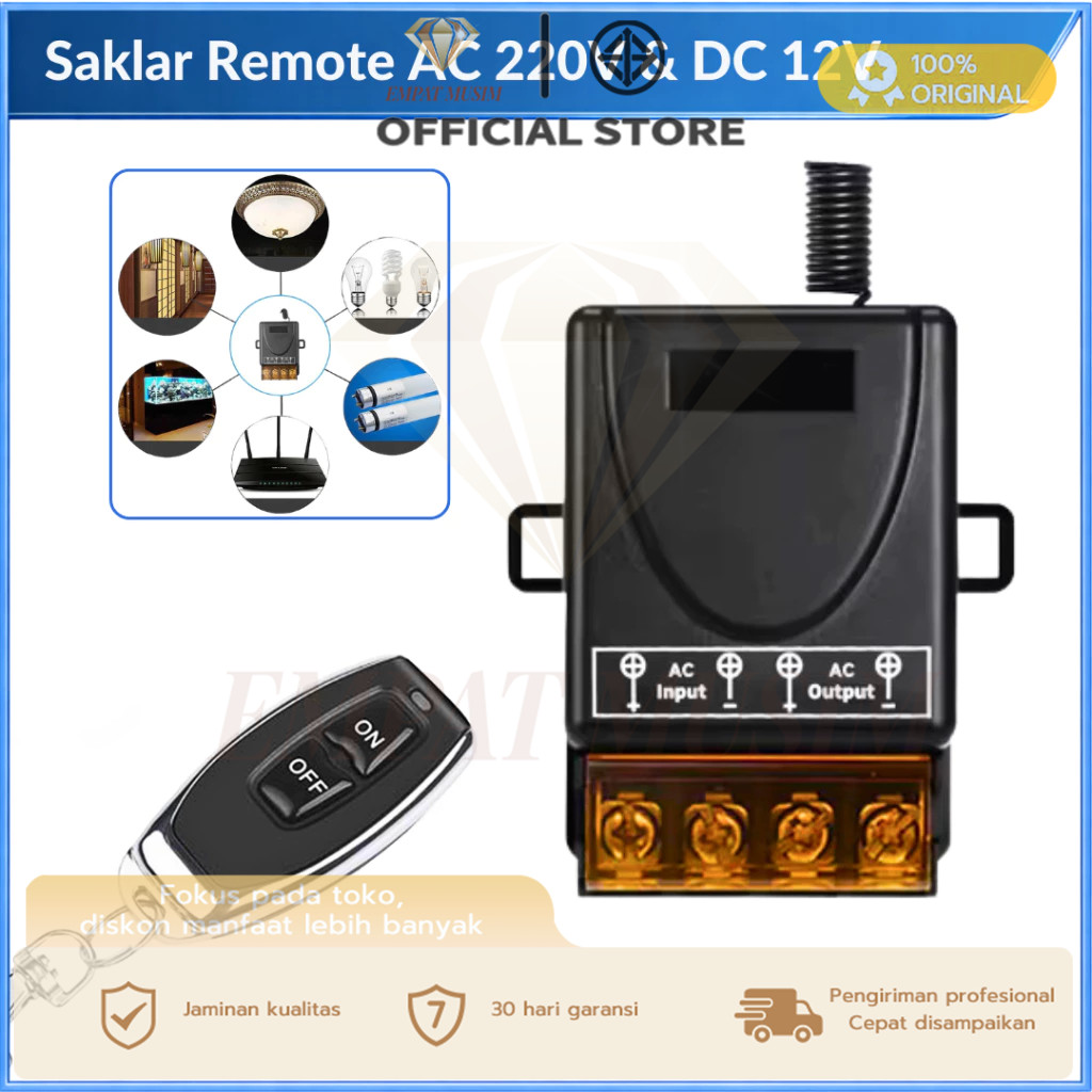 Relay Switch AC 220 DC 12V 1CH Remote Control Saklar on off /Sakelar Kontrol Jarak Jauh Nirkabel RF 
