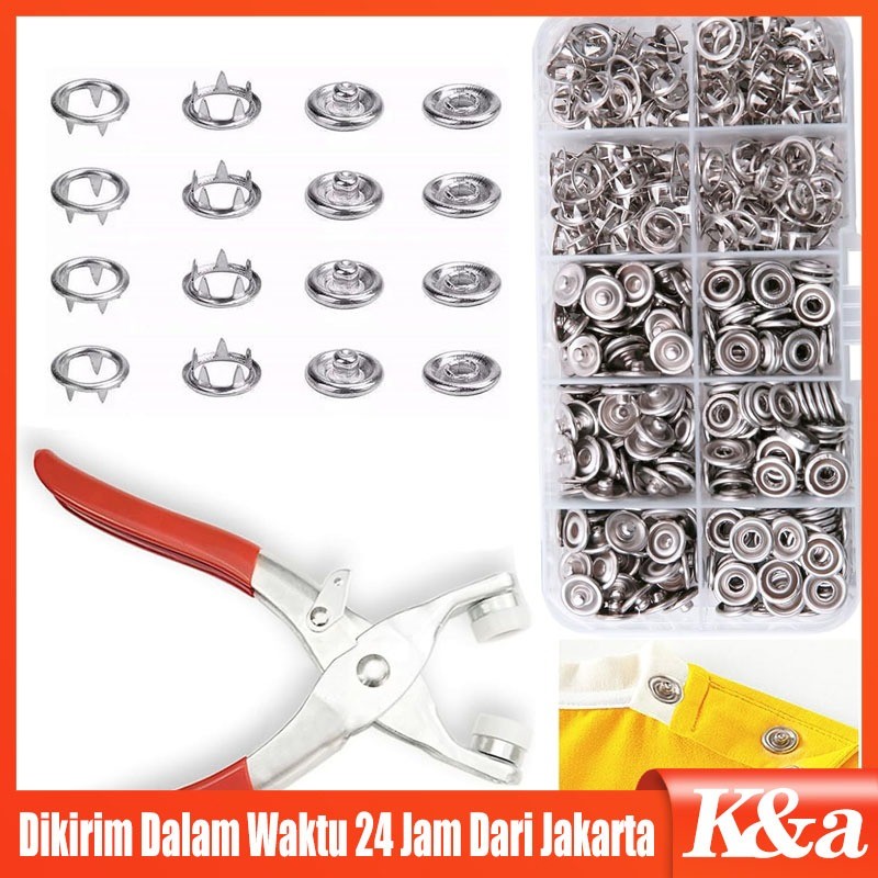 100 Pcs Kancing Tang Alat Pasang Press Kancing Jepret Cetet Anti Karat