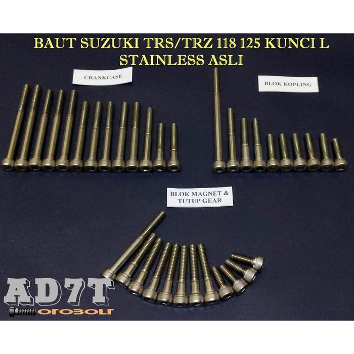 Baut Mesin Suzuki TRS TRZ Kunci L Stainless Asli - SET MESIN