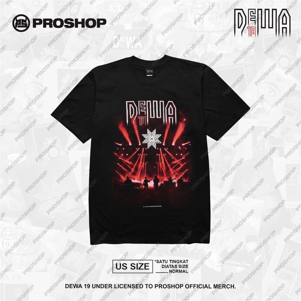 Proshop | Stadium Tour Dewa 19 Tshirt | Kaos Pria Kaos Distro | Hitam short sleeved kaos pendek leng
