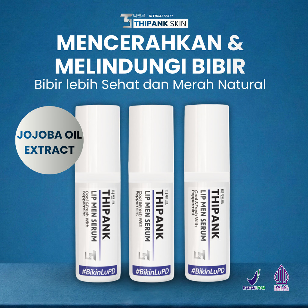 3 Pcs lip serum pria terbaik Thipank Lip Men Serum Pria with extrack peppermint pemerah bibir perman