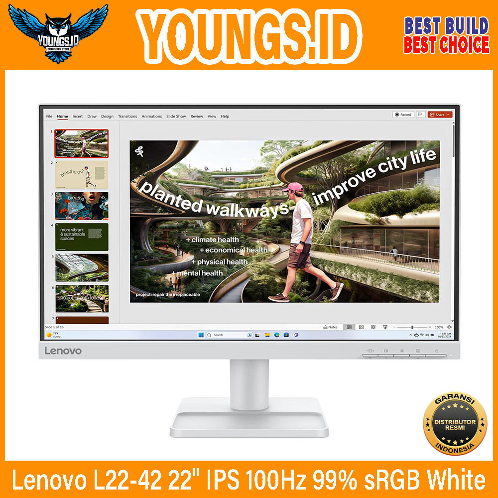 LED Lenovo L22-42 22" IPS 100Hz 99% sRGB White Monitor