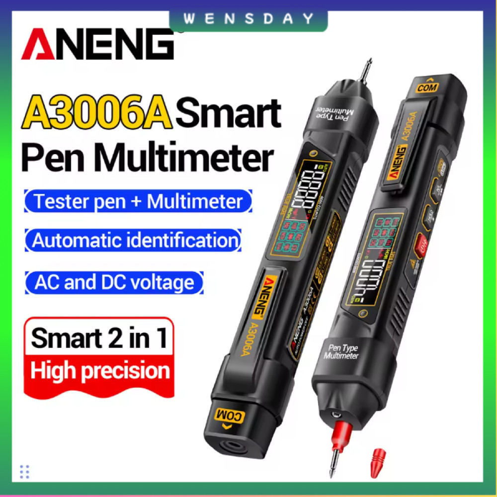 ANENG Digital Multimeter Tespen 2in1 Tester AC Voltage NCV 4000 Count - A3006A