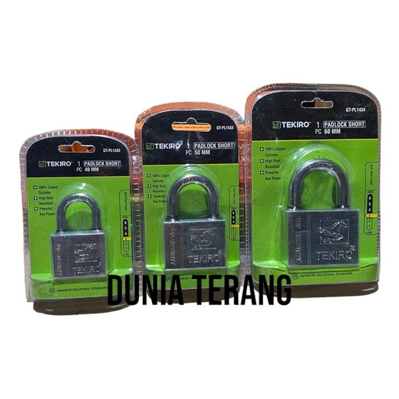 Gembok TEKIRO Putih 40mm 50mm 60mm LEHER PENDEK - Kunci Gantung Crom Bagus - Gembok Pendek Putih Chr