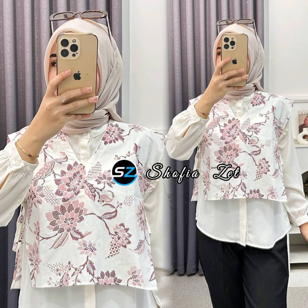 [GT] VEST BATIK WANITA MODERN ETNIK ROMPI OUTER KATUN PREMIUM || ATASAN VEST BATIK PRIA WANITA EKSLU