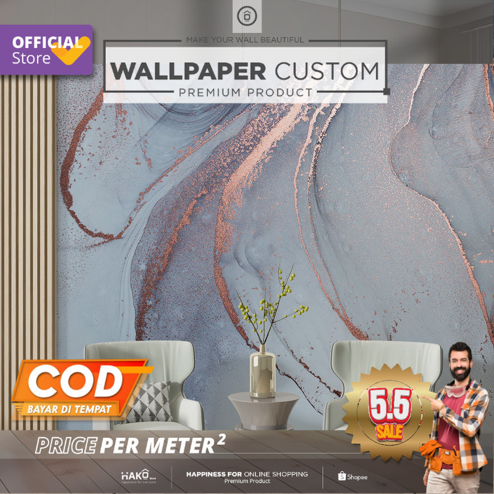 Wall Banner Custom | Wall Banner Ruang Tamu | Wall Banner Motif Abstract | Wall Banner Gambar Marmer