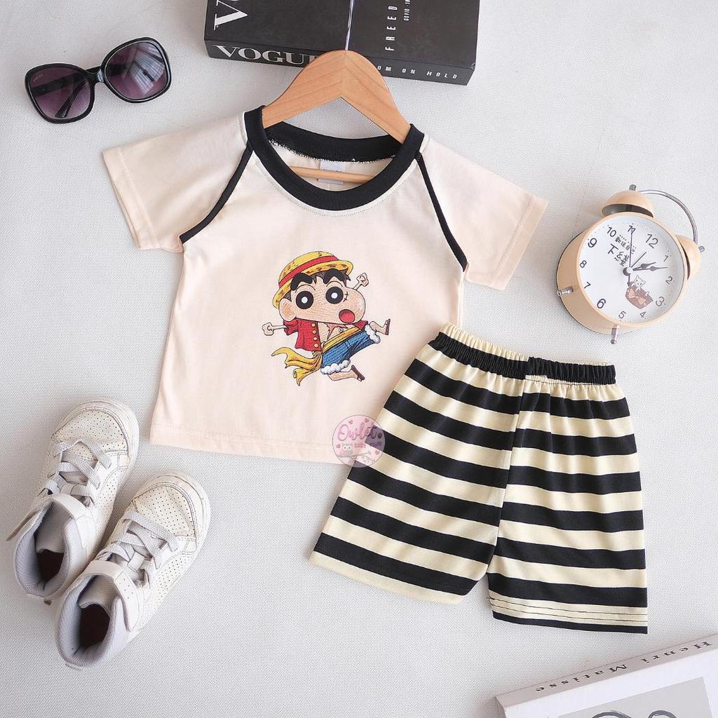 OWLET - Kmn Salur - Setelan anak cowo - Setelan salur - Setelan kmn salur- Setelan lengan kimono - S