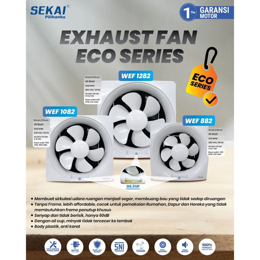 SEKAI Exhaust Fan Dinding Kipas Angin Hexos Tembok  8 / 10 / 12 Inch - WEF 882 / WEF 1082/ WEF 1282 
