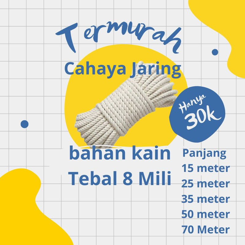 COD GARANSI Tali Tambang Kain / Tali Tambang 8mm / Tali Tambang Katun /Tali Tambang Mobil