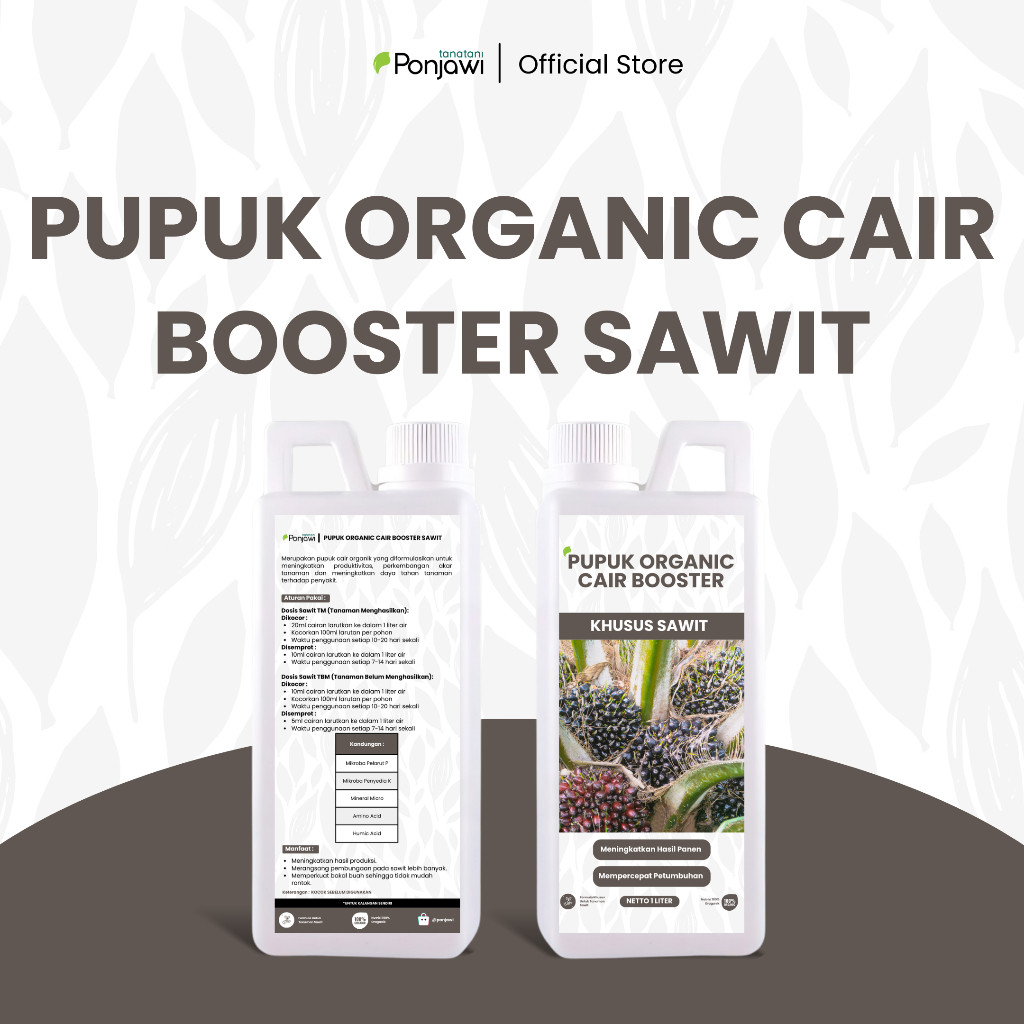 AMPUH UNTUK BUAH LEBAT SAWIT | PUPUK ORGANIC CAIR POC BOOSTER SAWIT 1 LITER - Pupuk Organik Cair dan