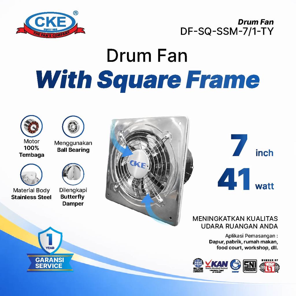 CKE Exhaust Fan Stainless Steel 7 Inch Exhaust Fan Anti Karat untuk Dapur Industri Ventilasi Udara