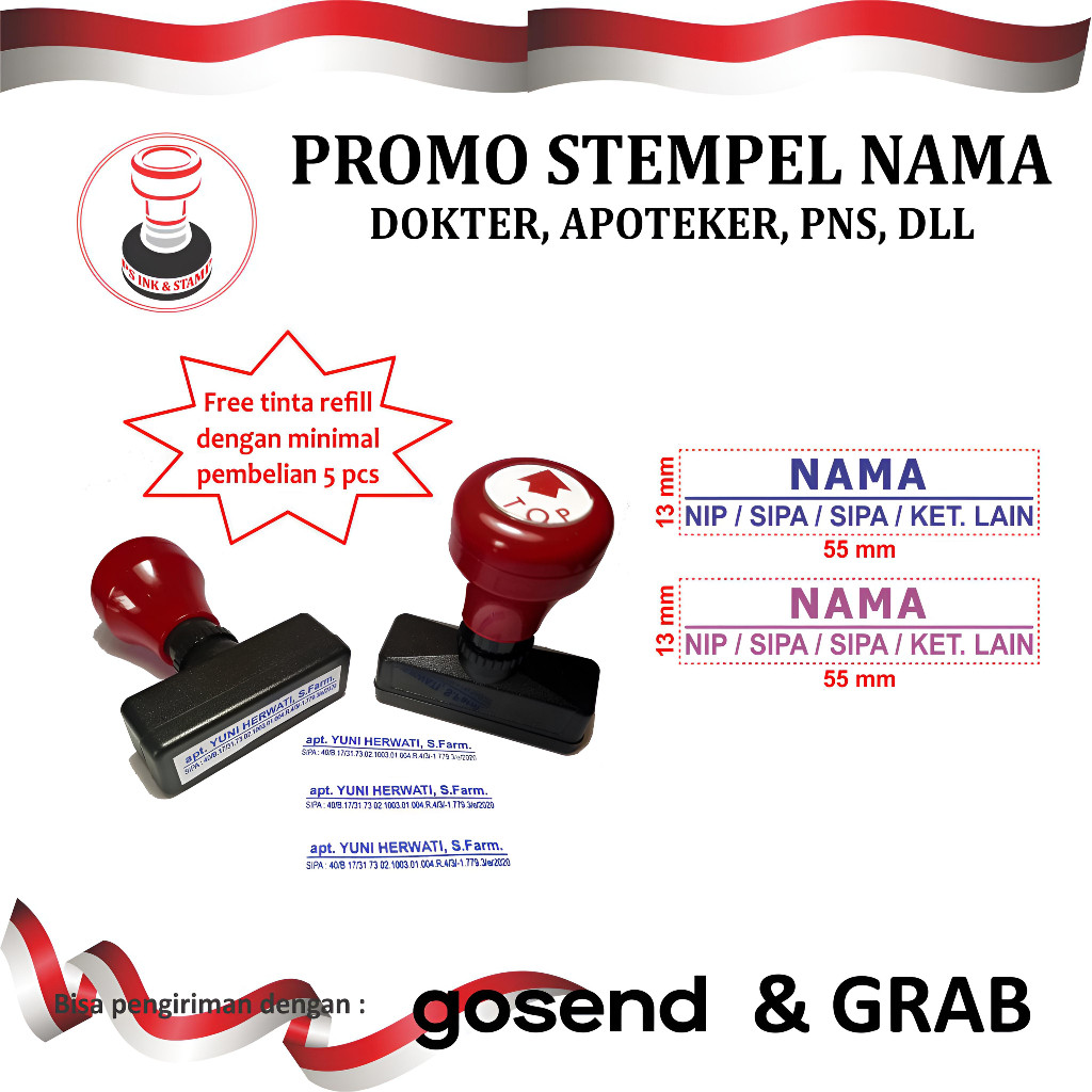 STEMPEL NAMA DOKTER APOTEKER PNS DLL