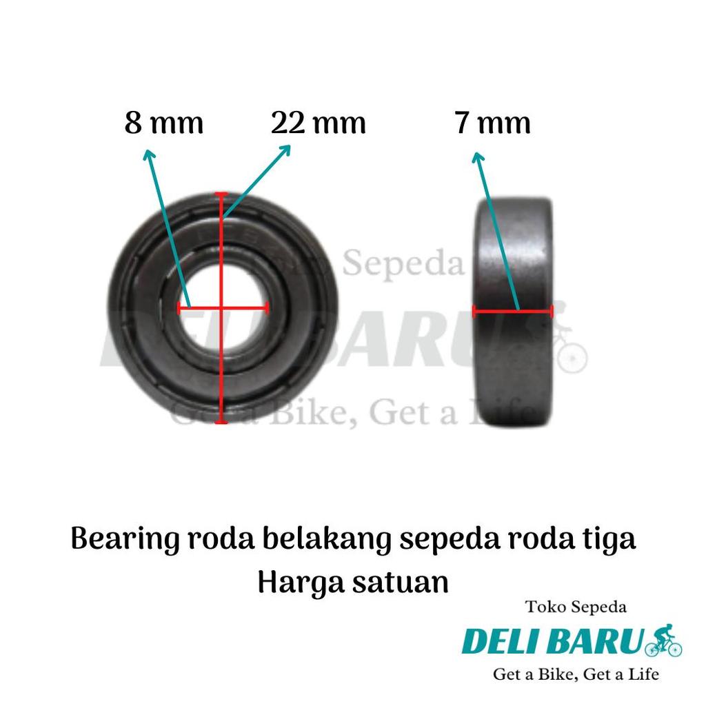 Ready Bearing roda tiga Bering ban belakang klahar sepeda anak roda tiga SATUAN - Bearing 608