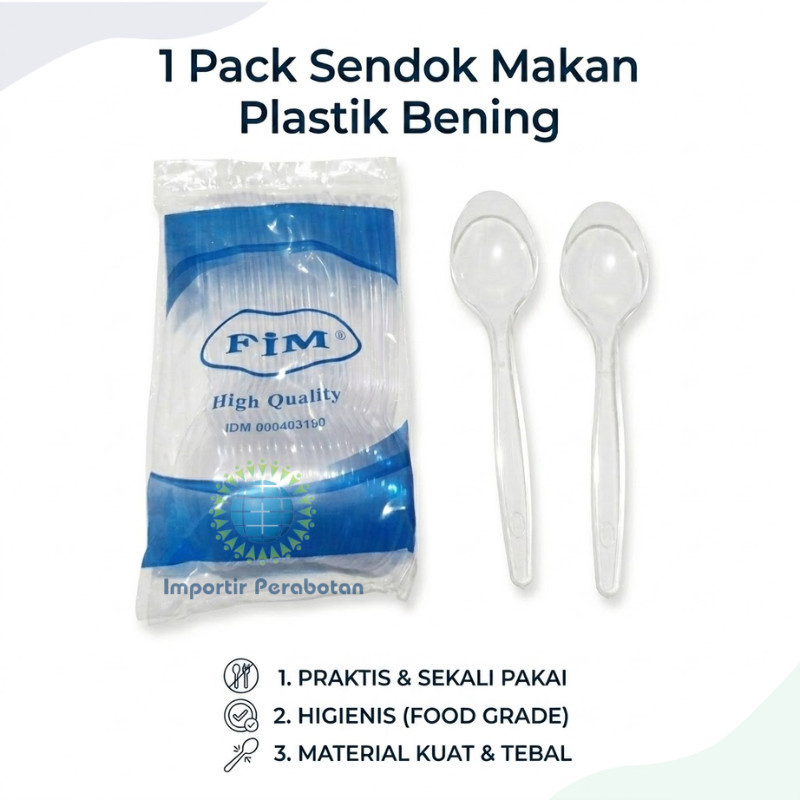 IMP -C409- 1 Pack Sendok Plastik -Sendok Makan Plastik Bening - Sendok Plastik Bening Satuan