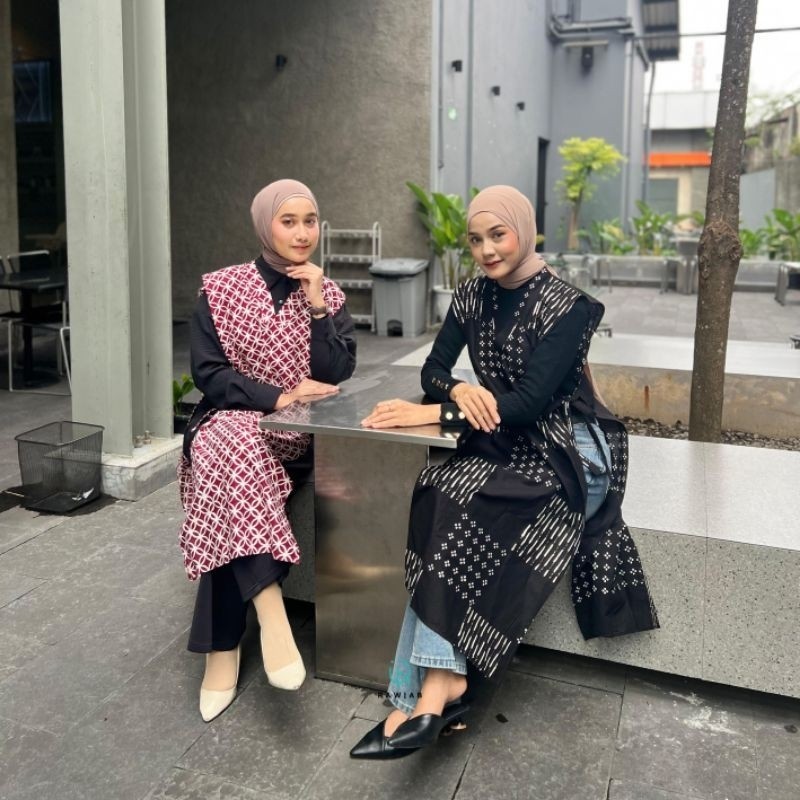 RISAOSHOP Vest Batik Panjang Premium - Vest Batik (Rompi)  Hijab